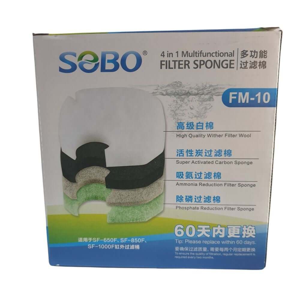 Replacement Sponge Set for SOBO Canister SF Series with 4-in-1 multifunctional filter sponges for ammonia and phosphate reduction.