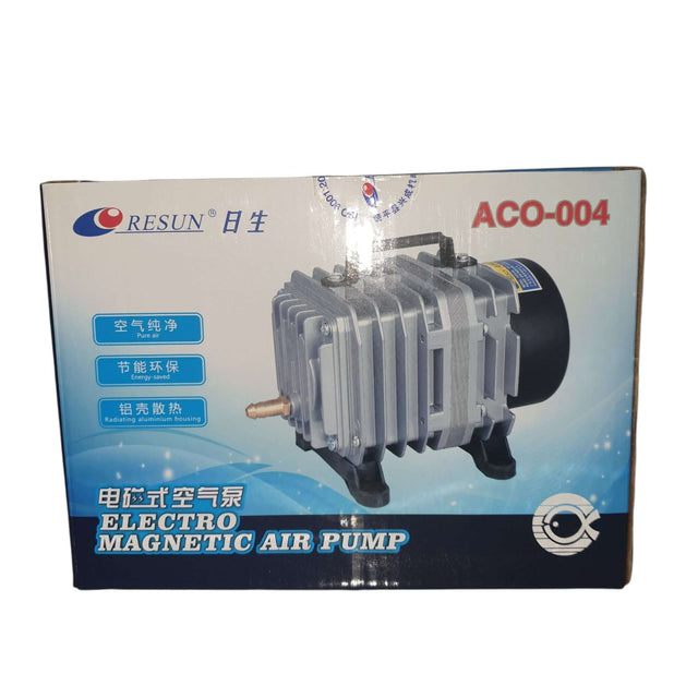 Resun ACO-004 Electro Magnetic Air Pump for aquariums, featuring a durable design and high-efficiency operation.