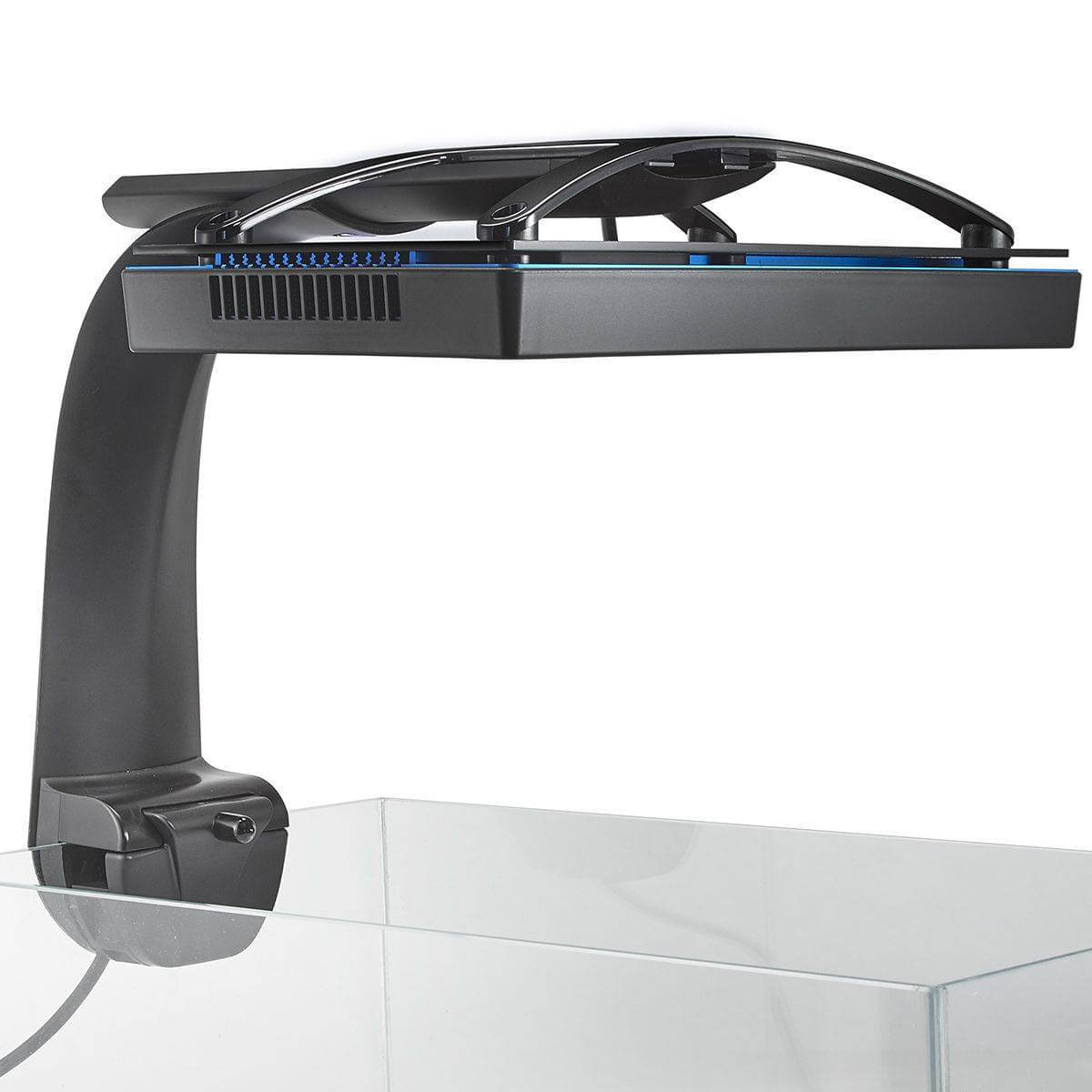 RMS XR30 G5 & G6 Tank Mount System securely holding EcoTech Marine Radion lighting above aquarium.