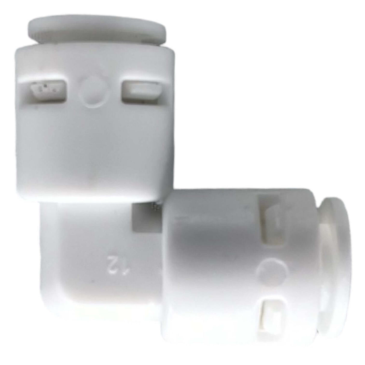 RO Unit Elbow Fitting for 75G Systems, White Plastic Connector, Individually Sold, No Pipe Clips Included.