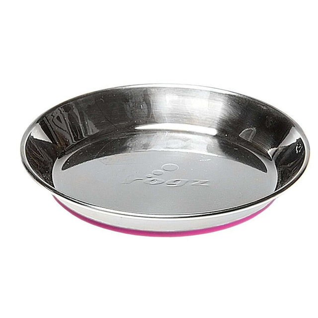 Stainless steel Rogz Anchovy cat bowl with non-skid silicone base, perfect for cats' mealtime enjoyment.