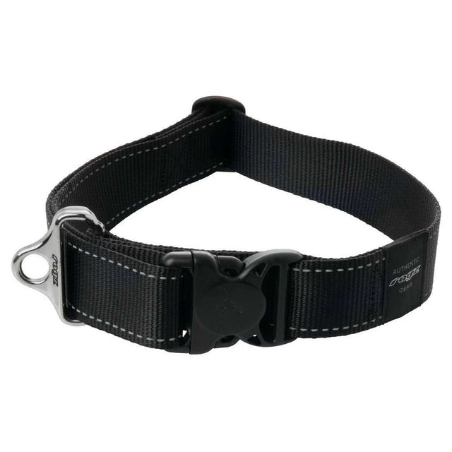 Rogz Classic Reflective Dog Collar featuring strong webbing, ergonomic buckle, and ID tag D-ring for everyday use.