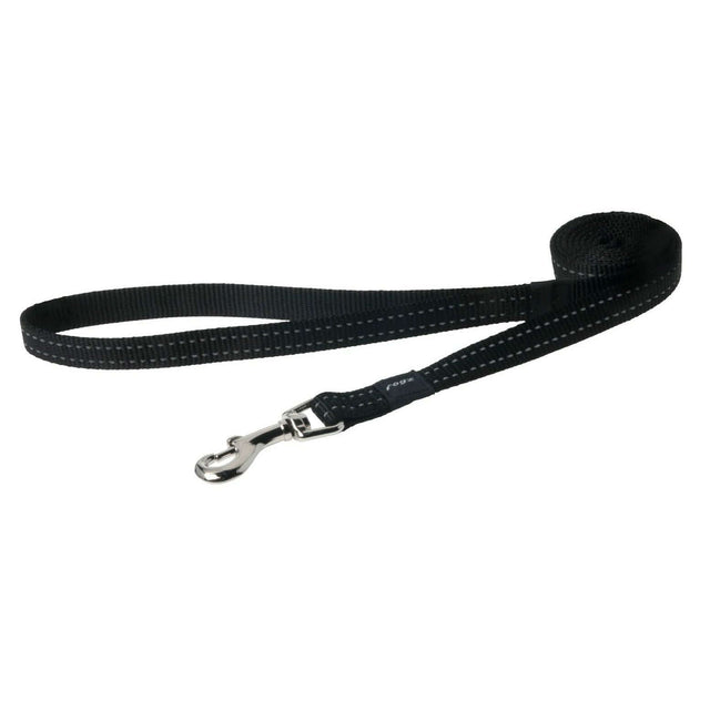 Rogz Classic Reflective Lead in black, featuring high-strength webbing and reflective stitching for visibility and safety.