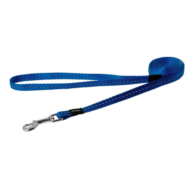 Rogz Classic Reflective Lead in blue, featuring durable webbing and a strong metal clip for safety and everyday use.