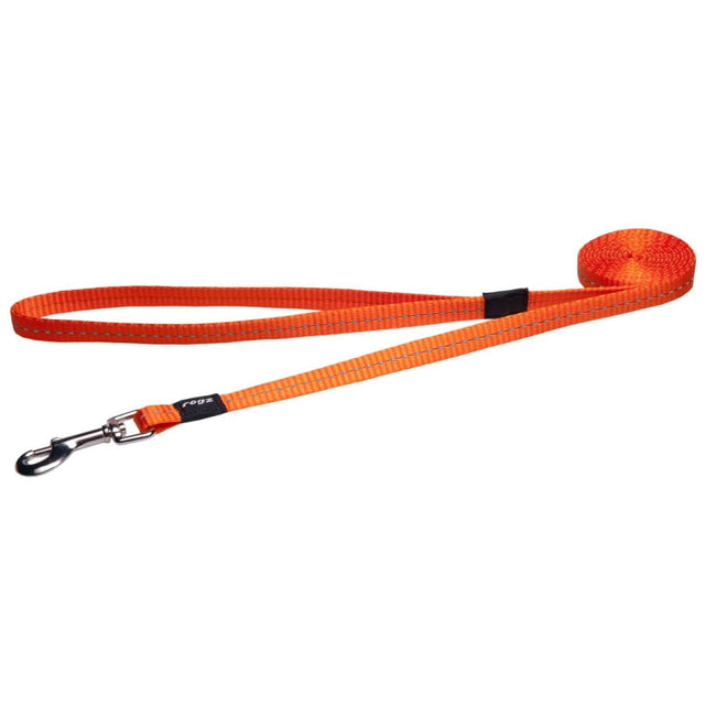 Rogz Classic Reflective Lead in vibrant orange, 1.8m long, designed for durability and night-time visibility.