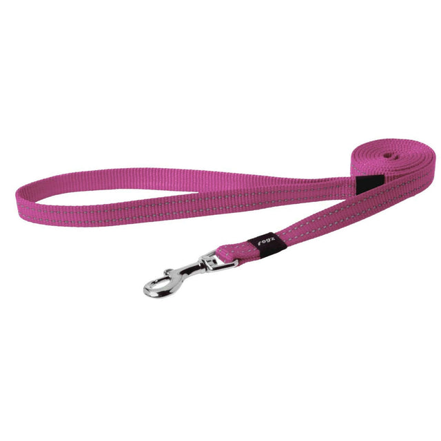 Rogz Classic Reflective Lead in pink, featuring durable webbing and a high-strength clip for added safety.