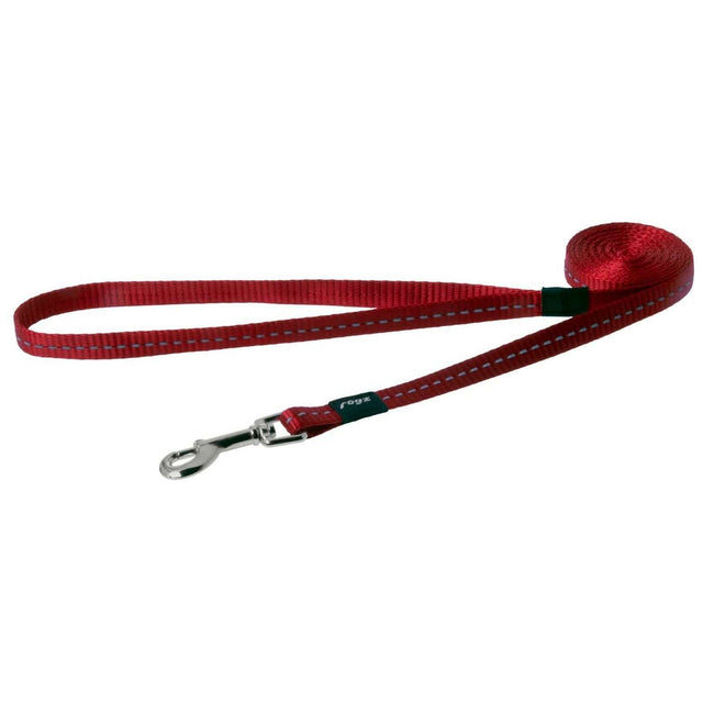 Rogz Classic Reflective Lead in red color, showcasing high-strength webbing and reflective stitching for visibility.