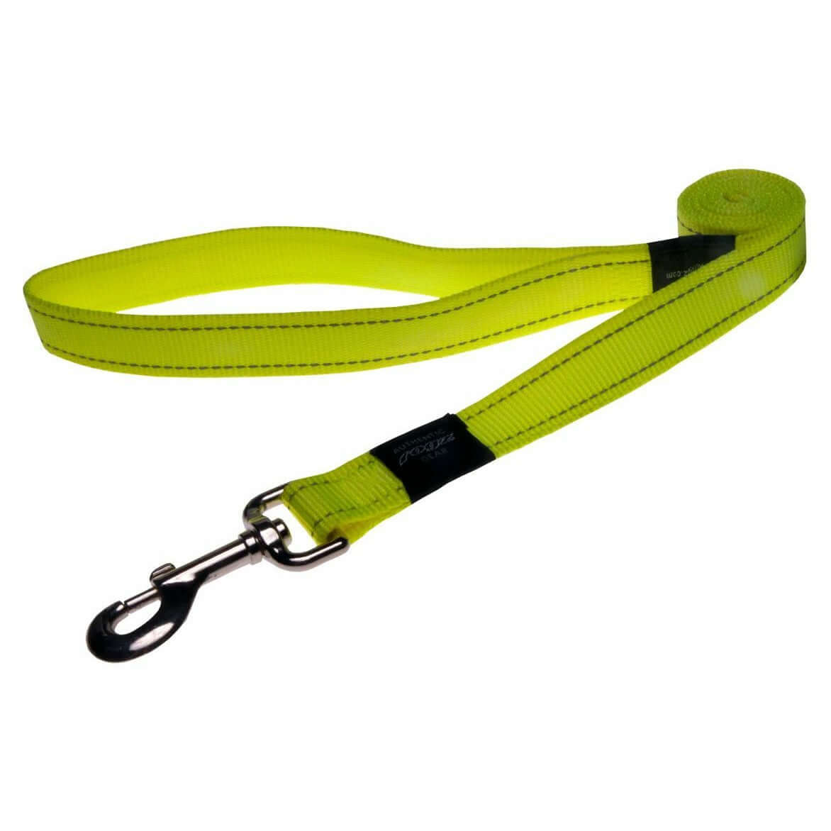 Rogz Classic Reflective Lead in bright yellow with high-visibility stitching for nighttime safety and durability.