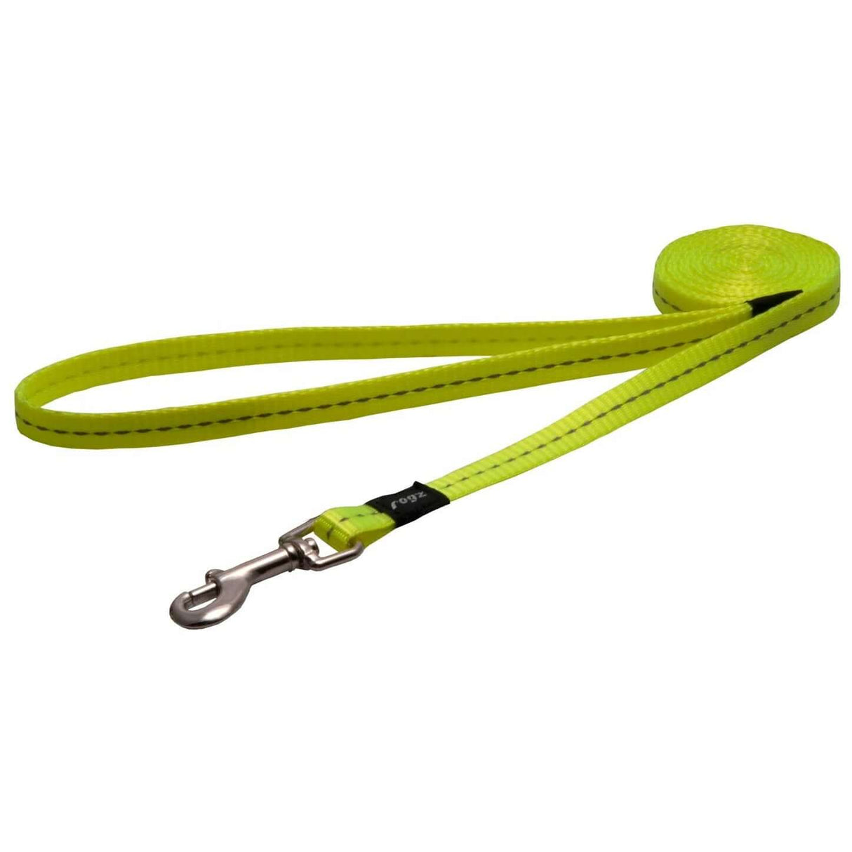 Rogz Classic Reflective Lead in bright yellow, featuring high-strength components and reflective stitching for visibility.
