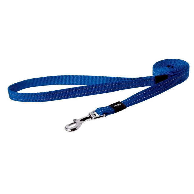 Rogz Classic Reflective Lead in blue, featuring high-strength webbing and reflective stitching for safety and visibility.