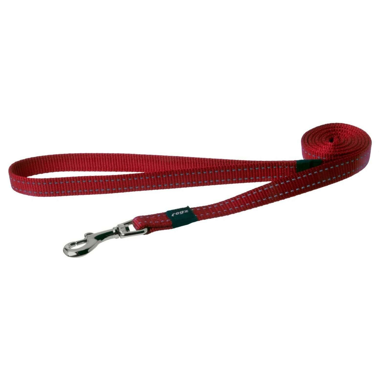 Rogz Classic Reflective Lead in red, featuring durable webbing and reflective stitching for visibility and safety.