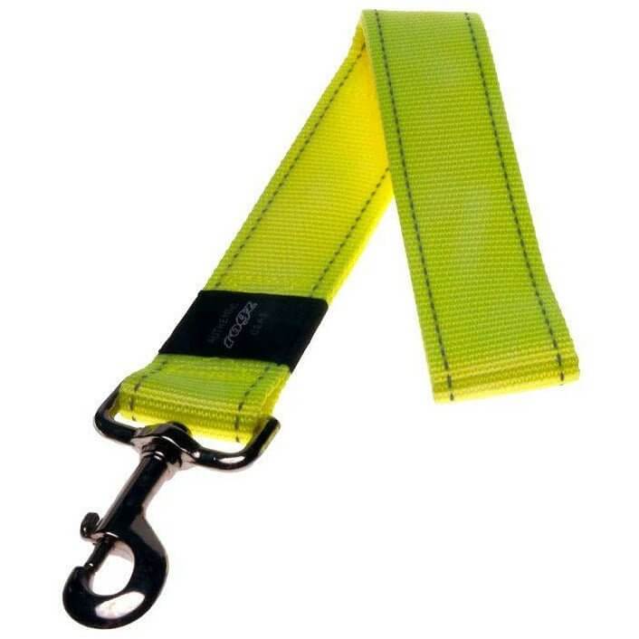 Rogz Classic Reflective Lead in bright yellow, featuring durable webbing and a strong metal clip for added safety.
