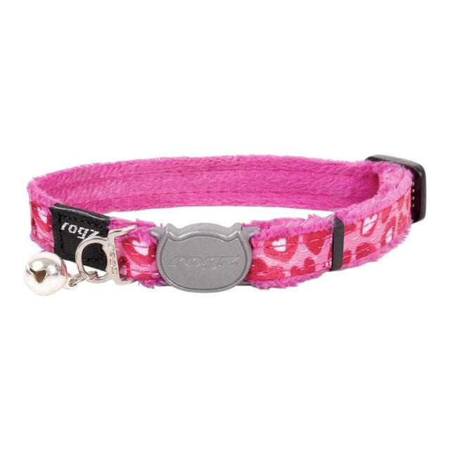 Rogz Fashion Cat Safety Collar in pink with African safari print, plush webbing, and break-away safety buckle.