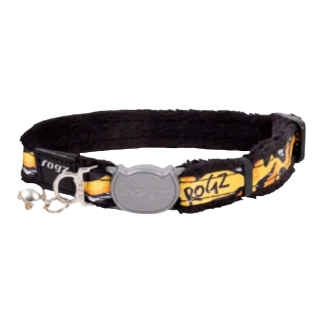 Rogz Fashion Cat Safety Collar with African safari prints and break-away buckle, perfect for stylish cat identification.