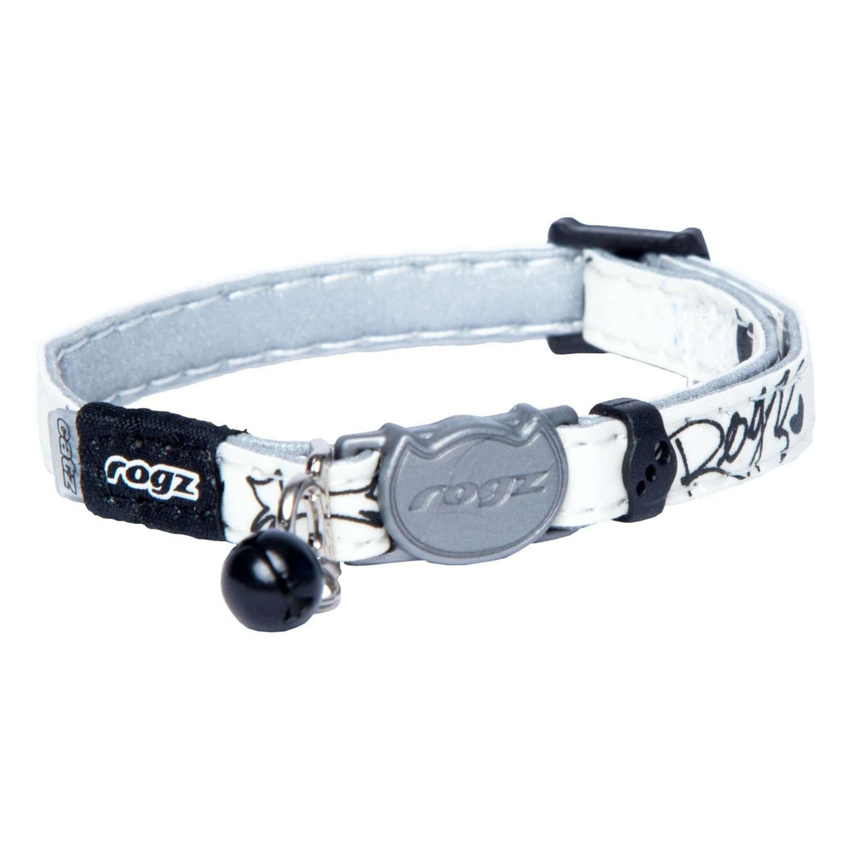 Rogz Glow Cat Collar featuring a reflective design and breakaway clip for safety, ideal for nighttime visibility.