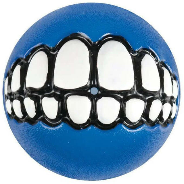Rogz Grinz Dog Toy in blue, designed with a playful smiley teeth design for fun fetch and playtime with pets.