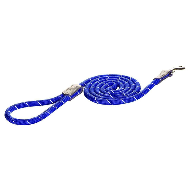 Rogz Rope Leads in blue with reflective stitching for enhanced visibility and durability during dog walks.