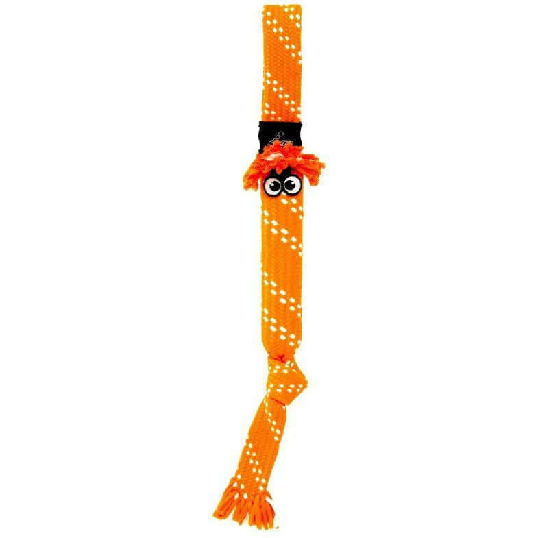 Rogz Scrubz Dog Toy in orange with playful fringe and crackling sound for engaging chew time.