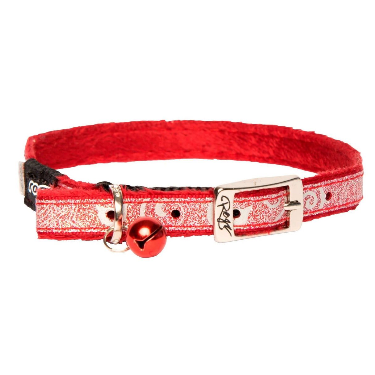 Red Rogz Sparkle Cat Collar with removable bell and adjustable metal pin-buckle, designed for stylish kittens.