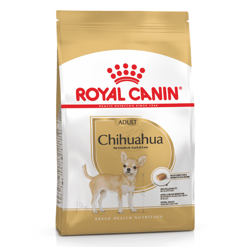 Royal Canin Chihuahua Adult Dog Food 3kg bag for small breed nutrition and tartar reduction. Suitable for adult Chihuahuas.