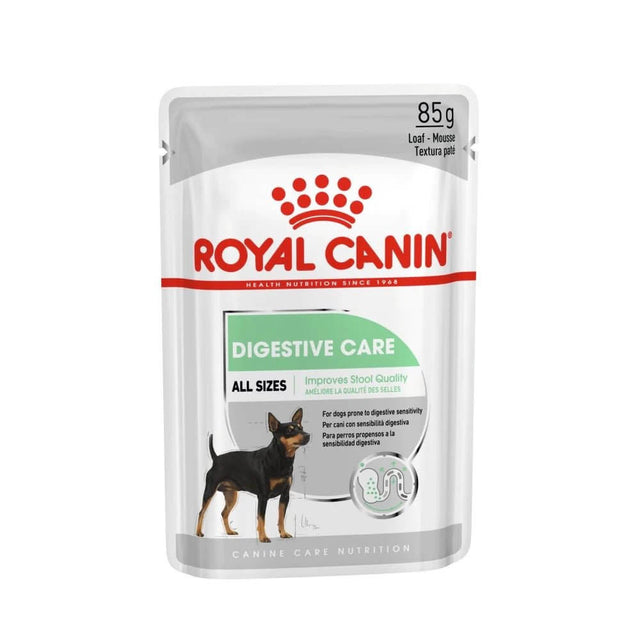 Royal Canin Digestive Care Wet Loaf in Sauce 85g for dogs, designed to improve stool quality with digestible proteins.