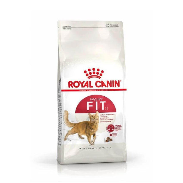 Royal Canin Fit 32 Cat Food package designed for adult cats, providing balanced nutrition for healthy living.
