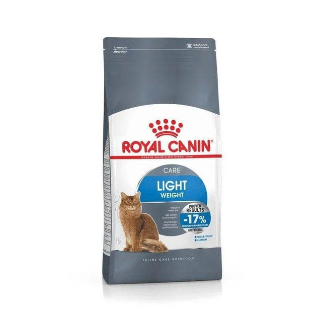Royal Canin Light Weight Care Cat Food 3kg bag for maintaining healthy weight in adult cats.