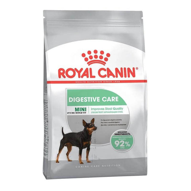 Royal Canin Mini Digestive Care Adult Dog Food 3kg bag, designed for small breed dogs with digestive sensitivities.