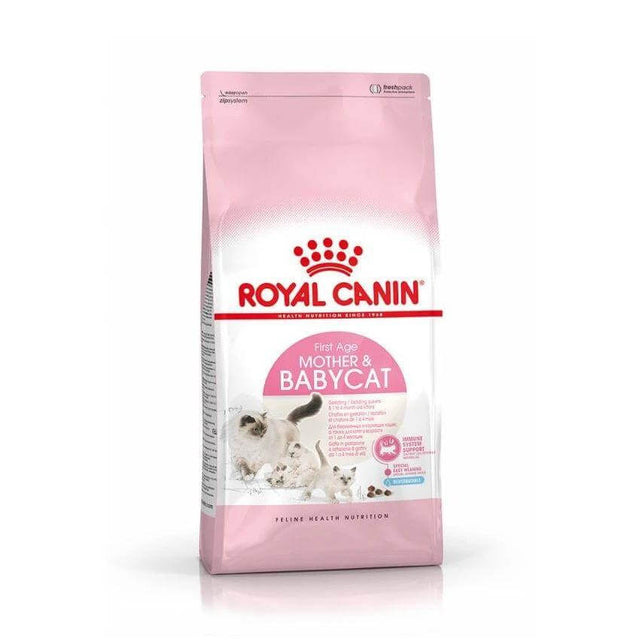 Royal Canin Mother & Baby Cat Food 2kg bag for kittens and nursing cats, designed for optimal health and nutrition.