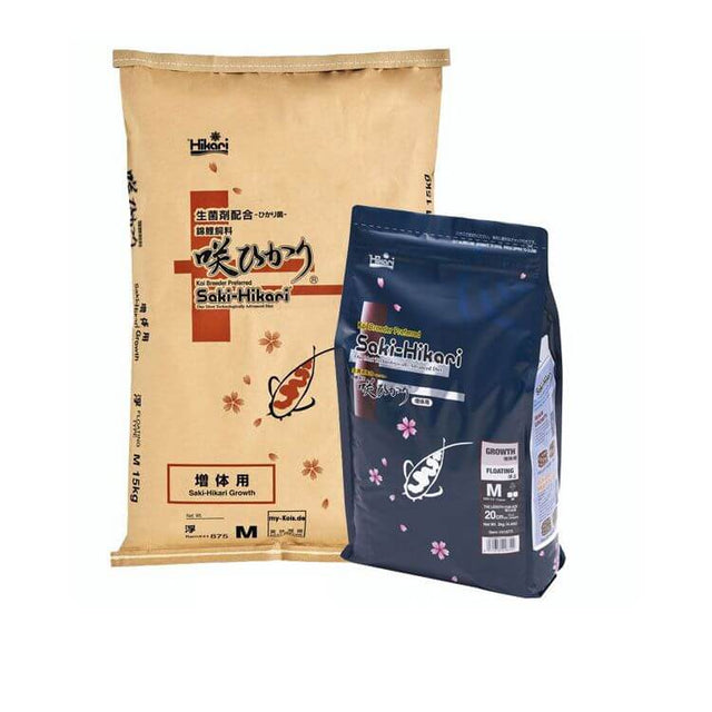 Saki-Hikari Koi Growth product packaging for accelerated growth and championship quality koi nutrition.