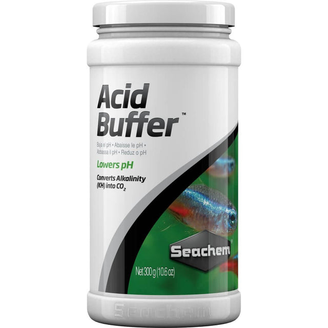 Seachem Acid Buffer container, designed to lower pH for planted aquariums and convert alkalinity into CO2.