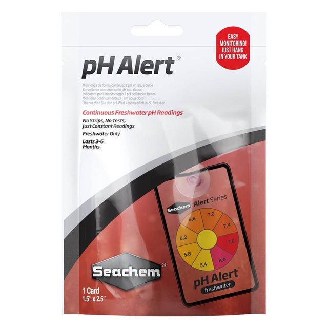 Seachem pH Alert product packaging displaying continuous freshwater pH readings with easy monitoring features.