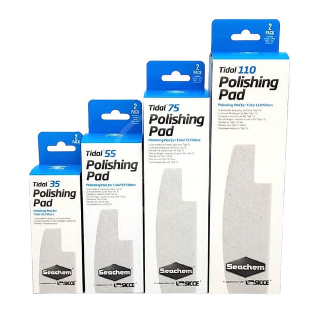 Seachem Tidal Polishing Pads in various sizes for Tidal filters, designed for fine particle removal and water clarity.