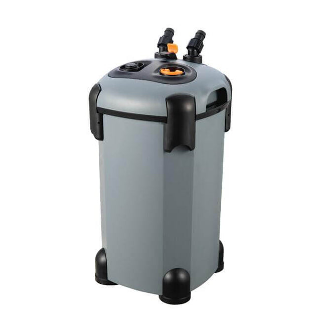 SOBO canister filter for aquariums featuring mechanical, chemical, and biological filtration with adjustable flow rate.