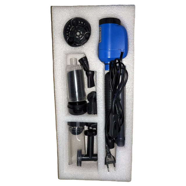 SOBO Multifunctional Aquarium Cleaner BO-058 components displayed in protective packaging for easy identification and assembly.