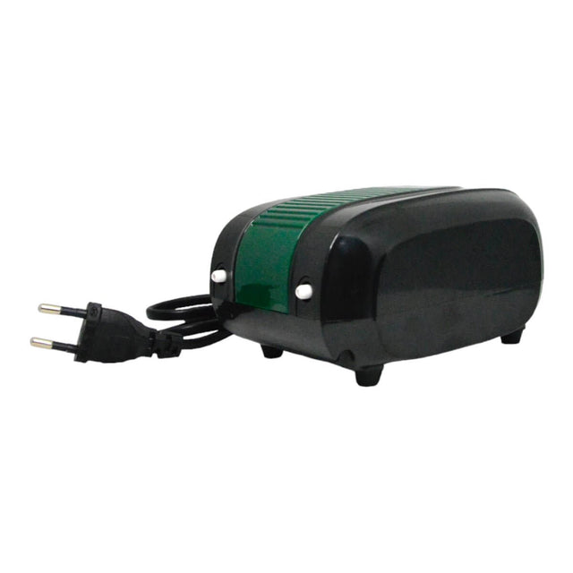 SOBO SB-1106 Adjustable Silent Air Pump with green accents and power cord, designed for tranquil aquarium environments.