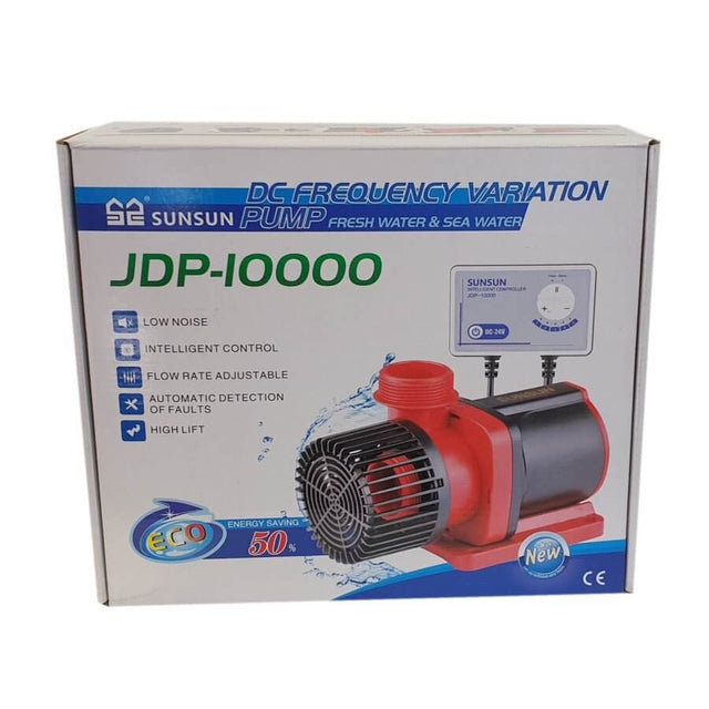 SunSun JDP-10000 DC frequency variation pump for fresh and saltwater, featuring low noise and intelligent control.
