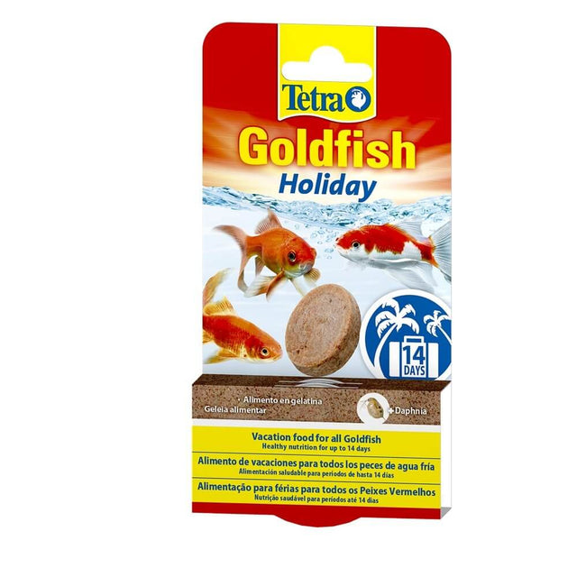 Tetra Goldfish Holiday Blocks, providing healthy nutrition for goldfish up to 14 days in a jelly form.