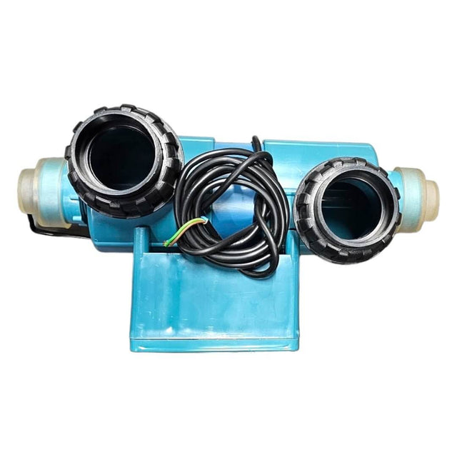 UltraZap UV Clarifier Pond Series device with two inlet/outlet connections and electric wiring for garden ponds.