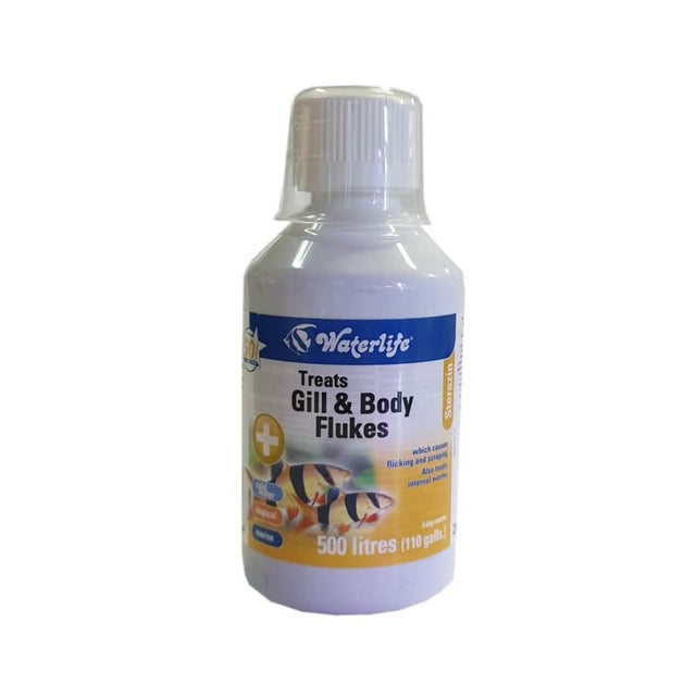 Waterlife Sterazin bottle for treating gill and body flukes in fish, 500 litres capacity.