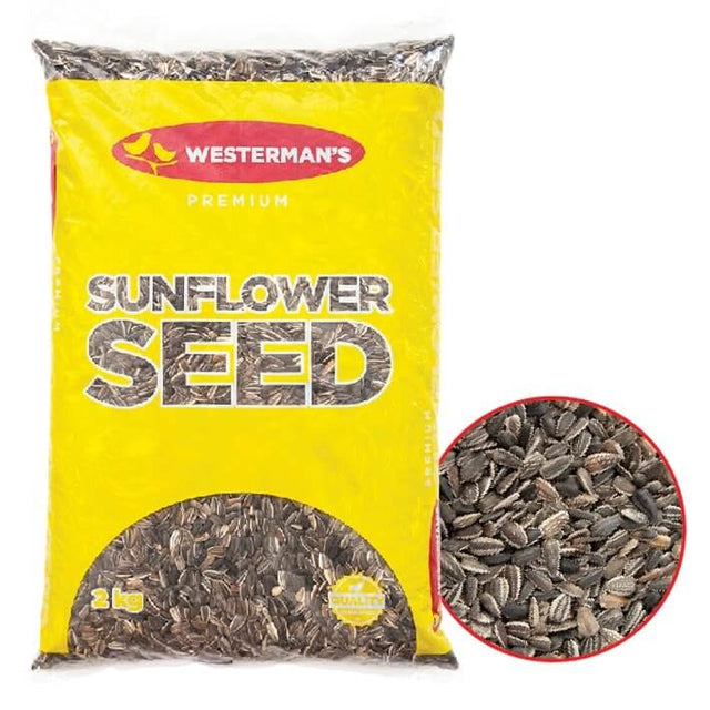 Westerman's Striped Sunflower Seeds 2kg bag, perfect for attracting backyard birds and enhancing avian biodiversity.