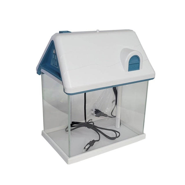 White House Aquarium in 12L size with light and filter, dimensions 380x210x260mm, ideal for home decor.