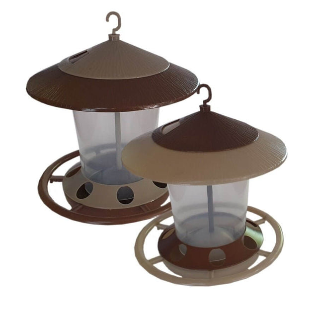 Wild Bird Thatch Feeder Two-Tone in brown and beige, perfect for attracting birds in your garden.