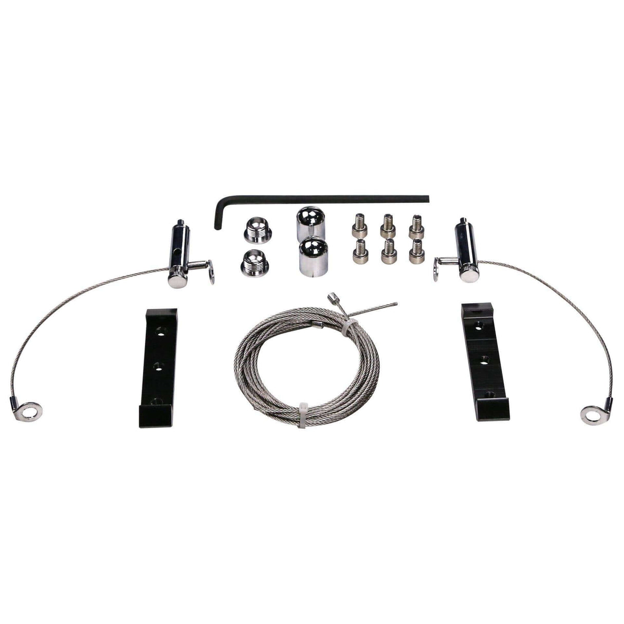XR717 RMS Hanging Kit components including brackets, cables, and hardware for adjustable light hanging above tanks.