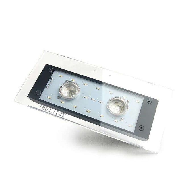 Zetlight Aqua ZA1201-Ai WiFi Marine LED lighting fixture with two lens design and multiple LED channels.