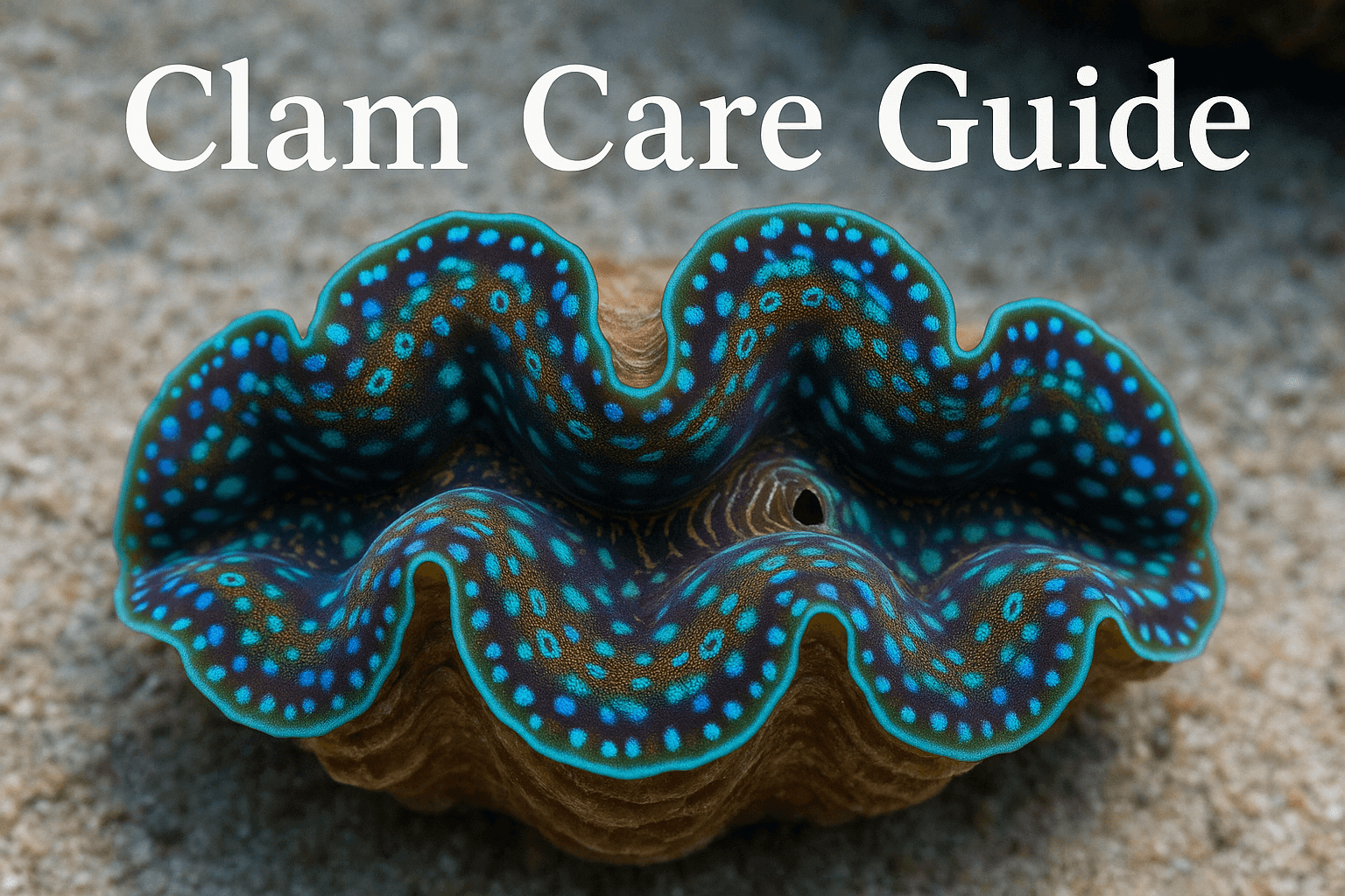 Close-up of a Tridacna clam with vibrant colors, showcasing key features for a clam care guide.