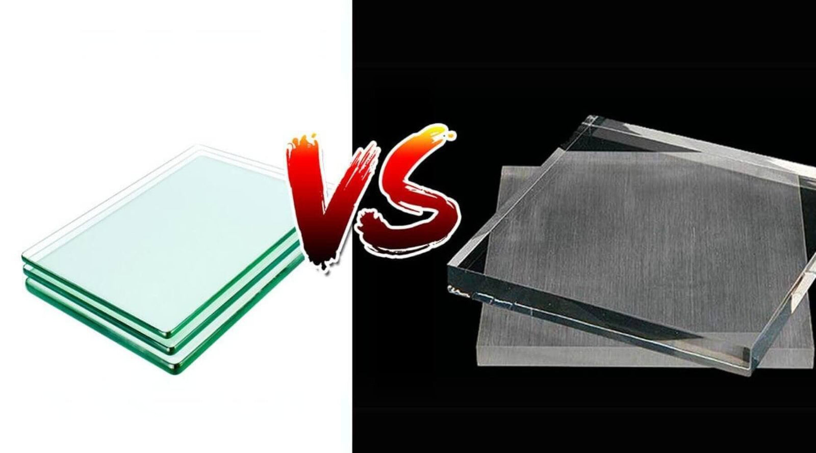 Comparison of glass and acrylic sheets showing durability and design differences for aquariums.