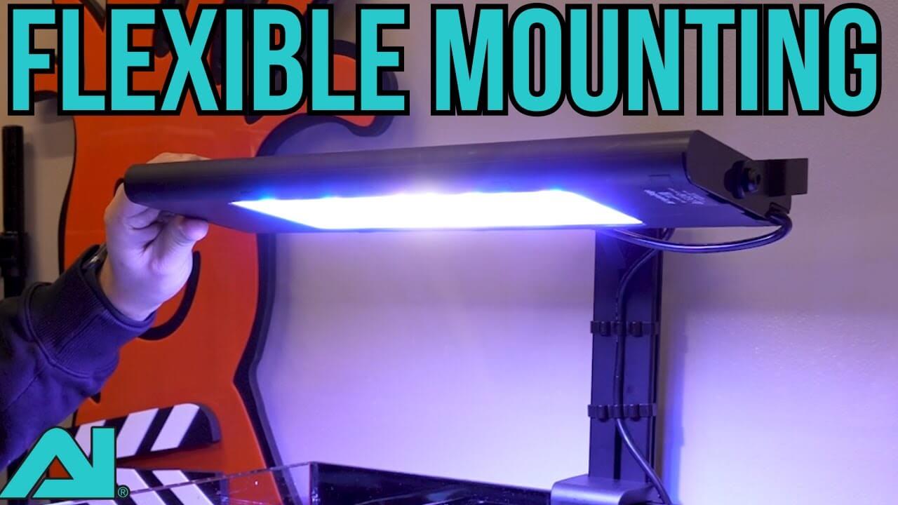 Person demonstrating flexible mounting for AI Hydra Edge LED lighting system.