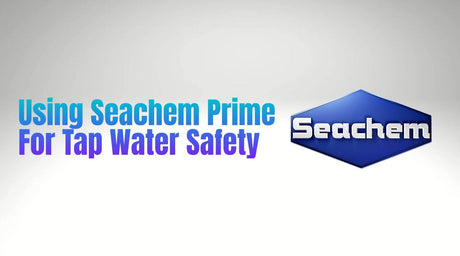 Graphic featuring the title 'Using Seachem Prime For Tap Water Safety' with Seachem logo.