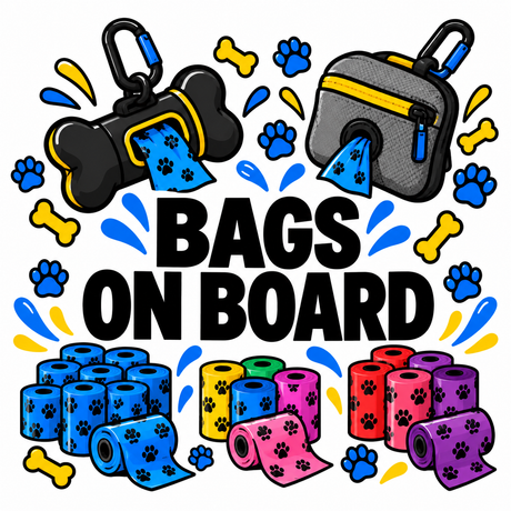 Bags on Board dog waste bags and dispensers collection at Jungle Aquatics